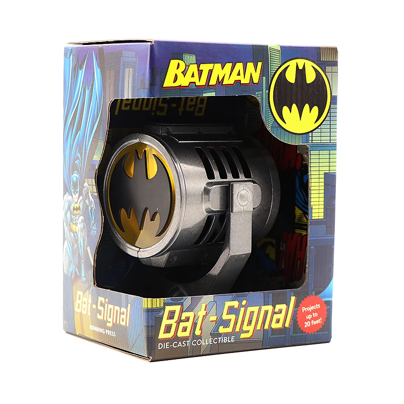 thumbnail image 1 of Figura de Batman de dibujos animados, Batman genuino de metal fundido a presión, luz de señal de murciélago, lámpara de señal con función de iluminación LED, adornos para habitación de regalo, juguete, 1 of 4