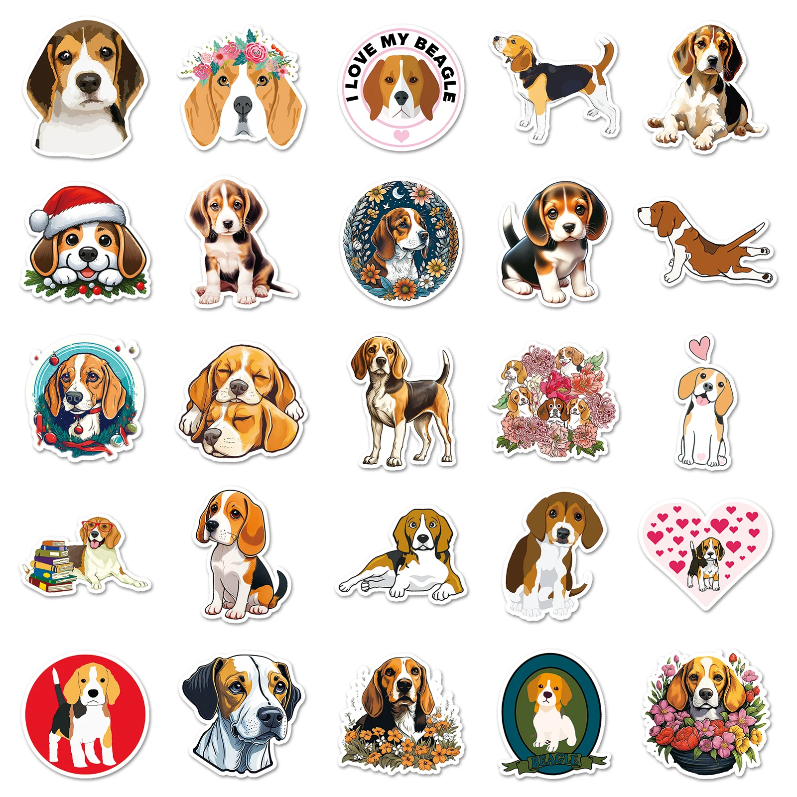 Car Stickers Self Adhesive Stickers Vinyl Stickers Vinyl Wall Stickers Glow In The Dark Stickers Chalkboard Stickers Chalkboard Wall Stickers 50pc Beagle series Cartoon Cute Graffiti Stickers Suitcase Laptop Guitar Skateboard Personalized Decoration Stickers