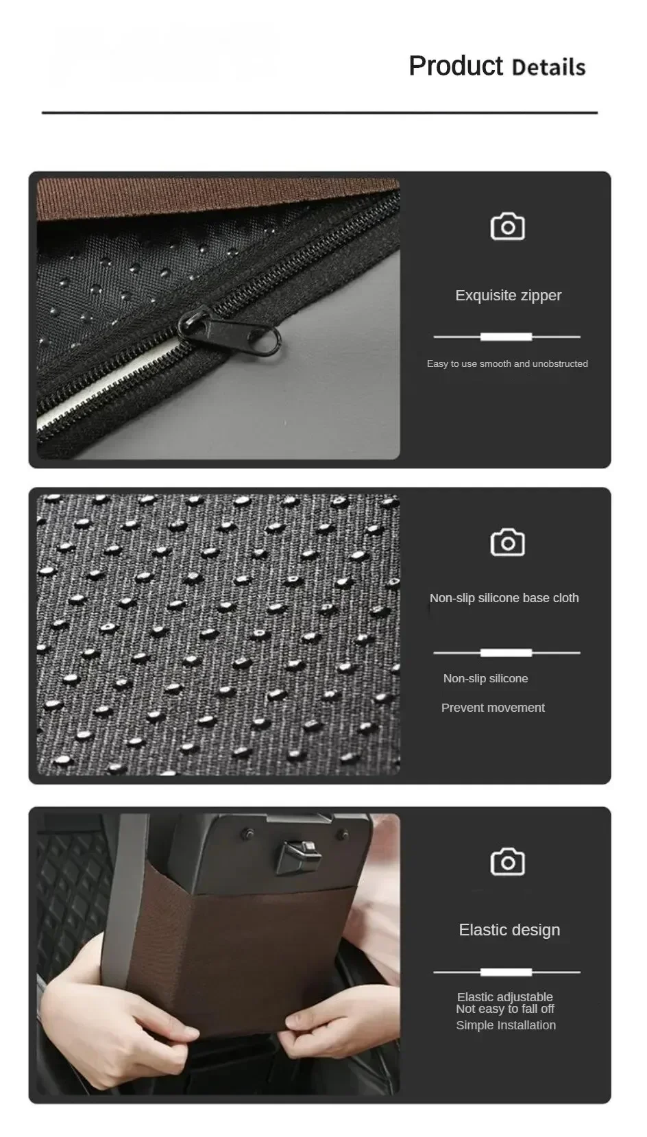 Wellenmuster-Stickerei PU-Leder Auto-Armlehnenmatte Mittelkonsole Armlehnen-Schutzpolster Auto-Armlehnen Aufbewahrungsbox Abdeckung – Detail 13