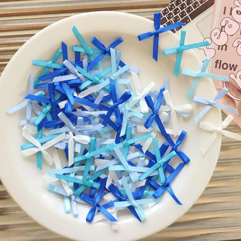Ribbon Mini Bow Tie DIY Craft Sewing Craft Making Satin Bowknot DIY Handwork Bowties Hair Clip Gift Clothes Decor 100pcs