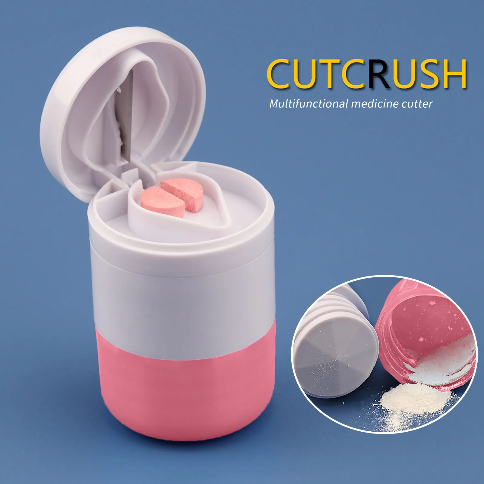 Pill Crusher Cutter And Grinder Crushes Pills Removable Drinking Cup