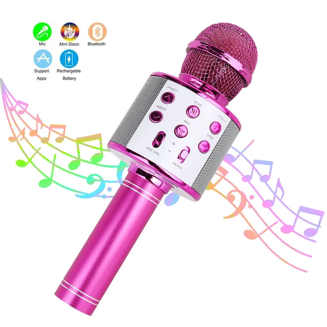 Microphone Sans Fil Micro Karaoké Lumineux Bluetooth USB Micro