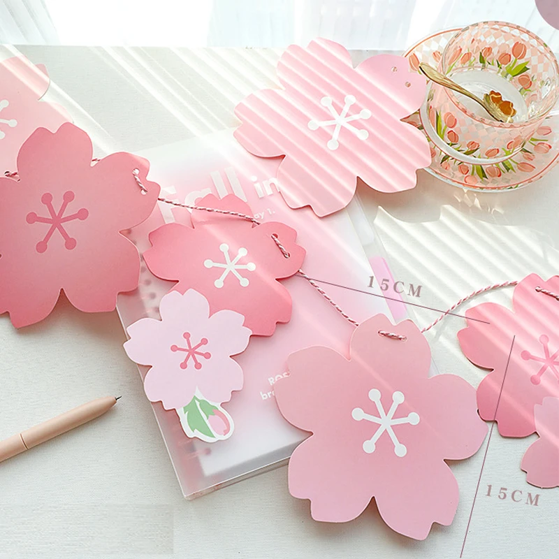 1Pc Kirschblüte Ziehen Flagge Papier Blume Pull Flaggen Geburtstag Hochzeit Party Dekorationen Zimmer Hintergrund Hängen Bunting – Detail 4
