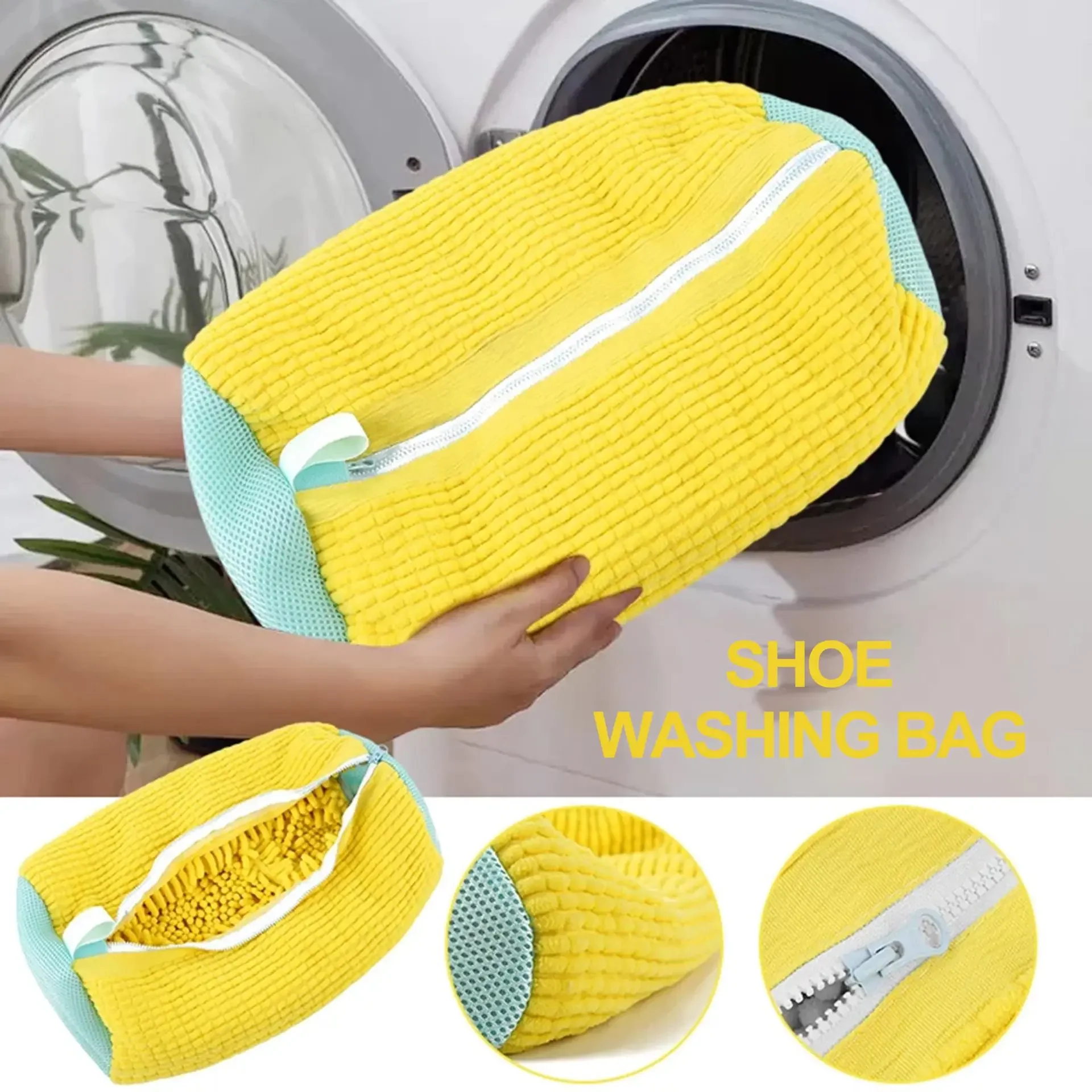 1/2PCS Washing Shoes Bag Padded Net Laundry Shoes Protector Fluffy fibers Polyester Sneaker Washing Friendly Laundry Bag Drying 3