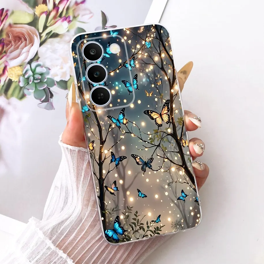 Floral Bow Bumper Soft Silicone Clear Phone Case Cover