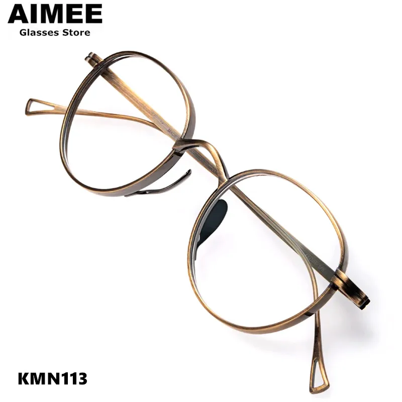 Brand Designer Titanium Ultralight Glasses Frame KMN113 Men Women Retro Oval Round Eyeglasses Fashion Handmade Spectacles Frames
