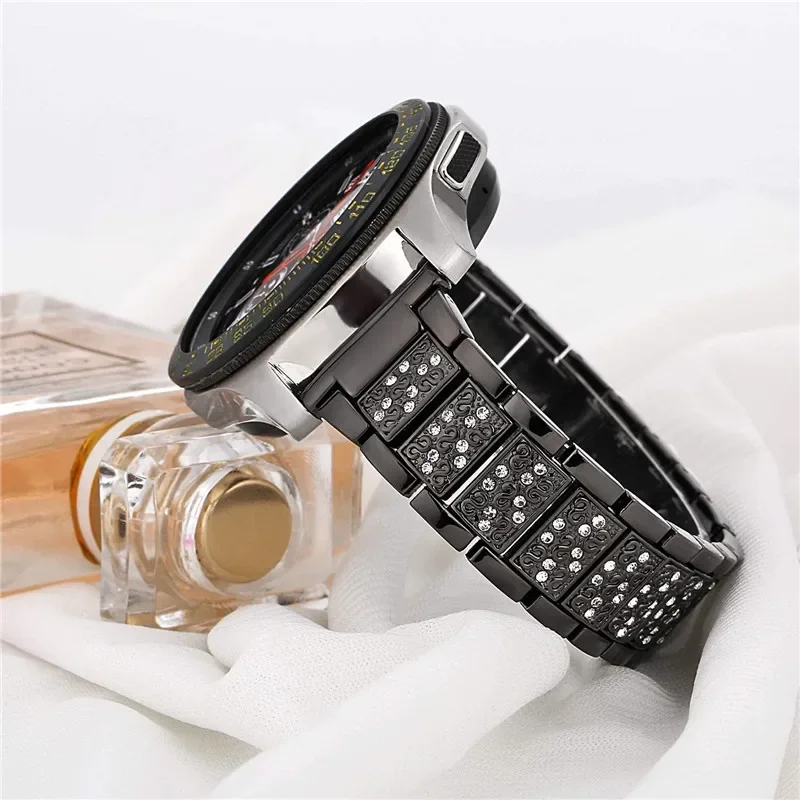 Elegant 22mm Diamond Watchband Bracelet Strap