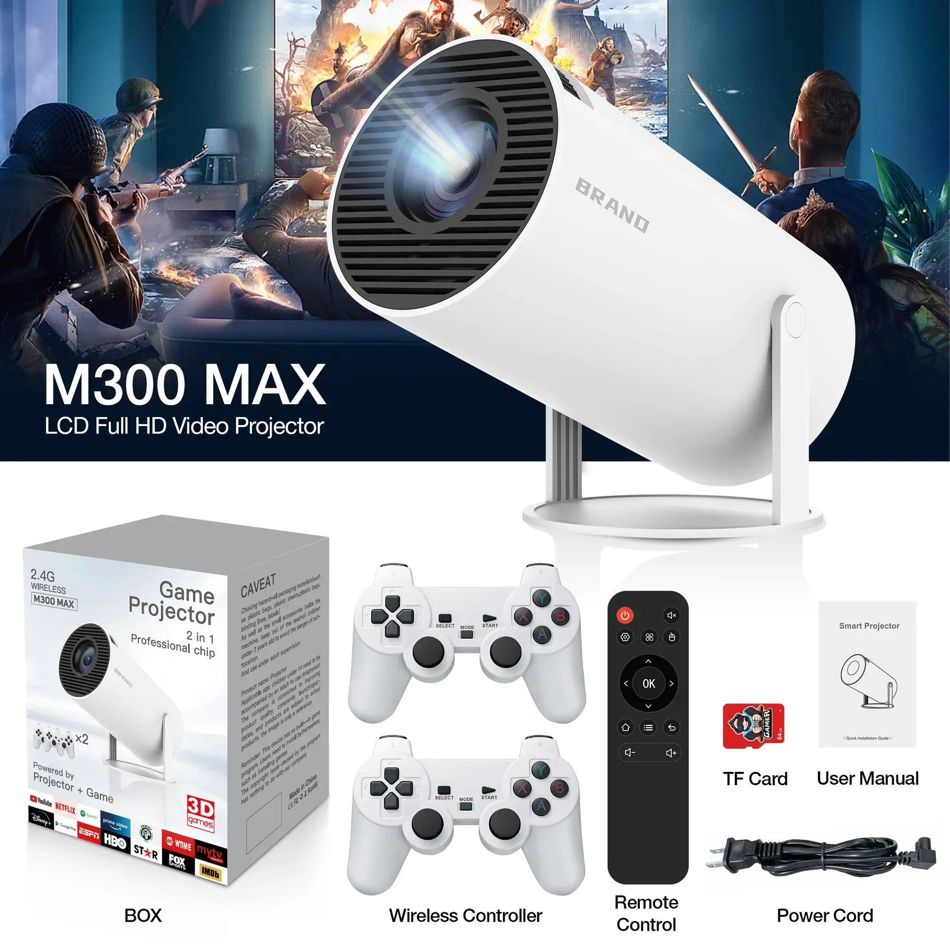 وحدة تحكم ألعاب الفيديو القديمة M300 MAX ، نظام أندرويد 11 ، جهاز عرض منزلي ذكي محمول صغير ، 64 جيجابايت ، ألعاب ، 3 دي ، p