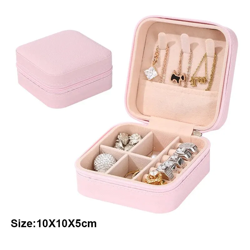 jewelry storage box 1pc Portable Jewelry Storage Box Home Travel Earrings Necklace Ring Mini Layered Display Case