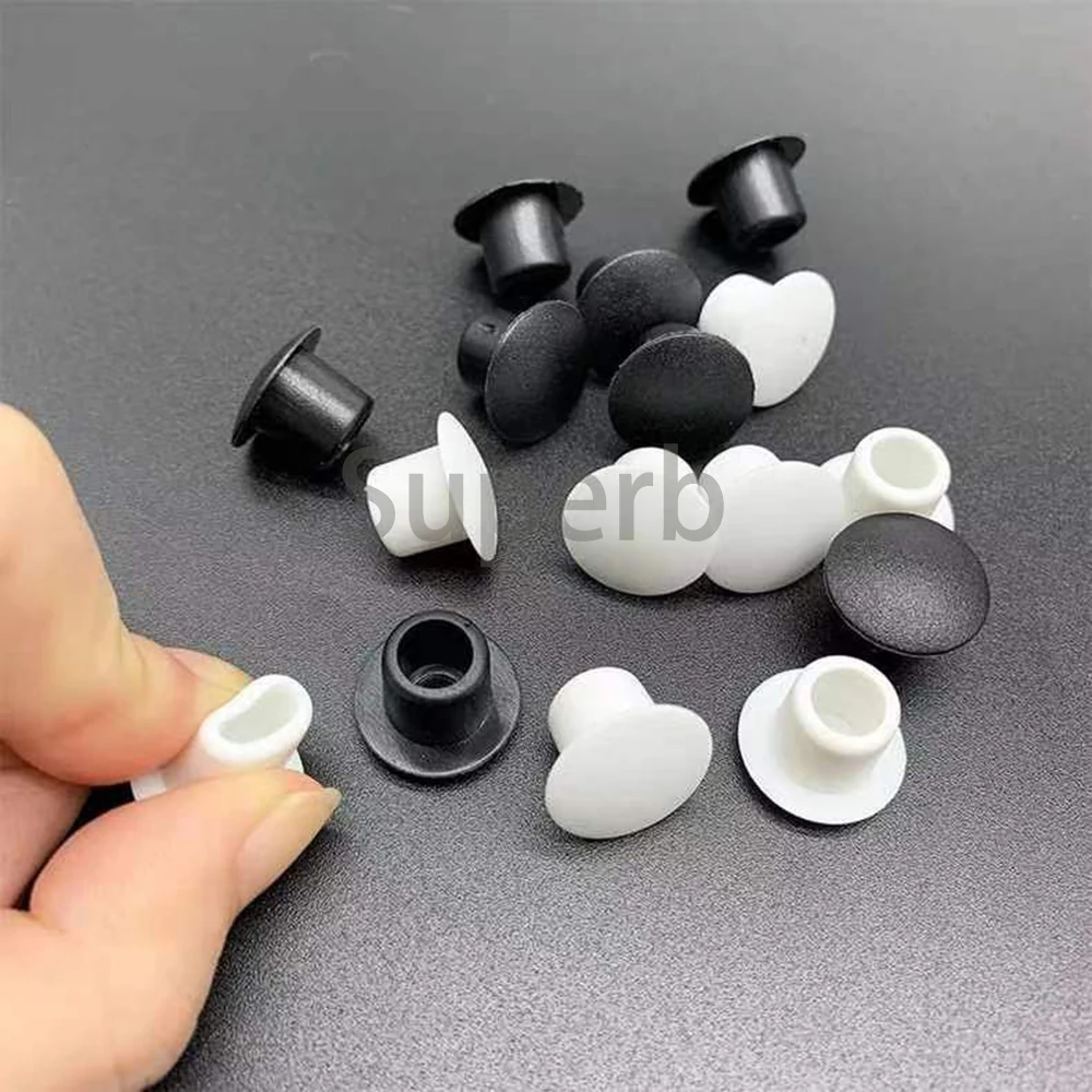 PVC Soft Rubber Hole Plug 9mm 10mm 11mm White/Black Dust Waterproof Cap Round Pipe Sealing Plugs Hardware Screw Covers 5/10/20Pcs