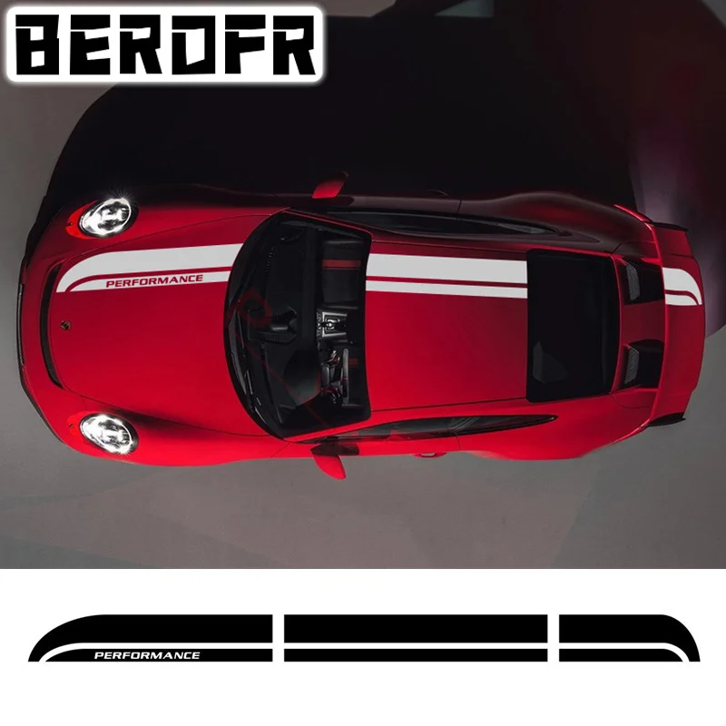 Car Styling Hood Roof Tail Sticker Racing Sport Performance Stripes Per Porsche-911-Cayman-718-Carrera-S Auto Body Vinyl Decal