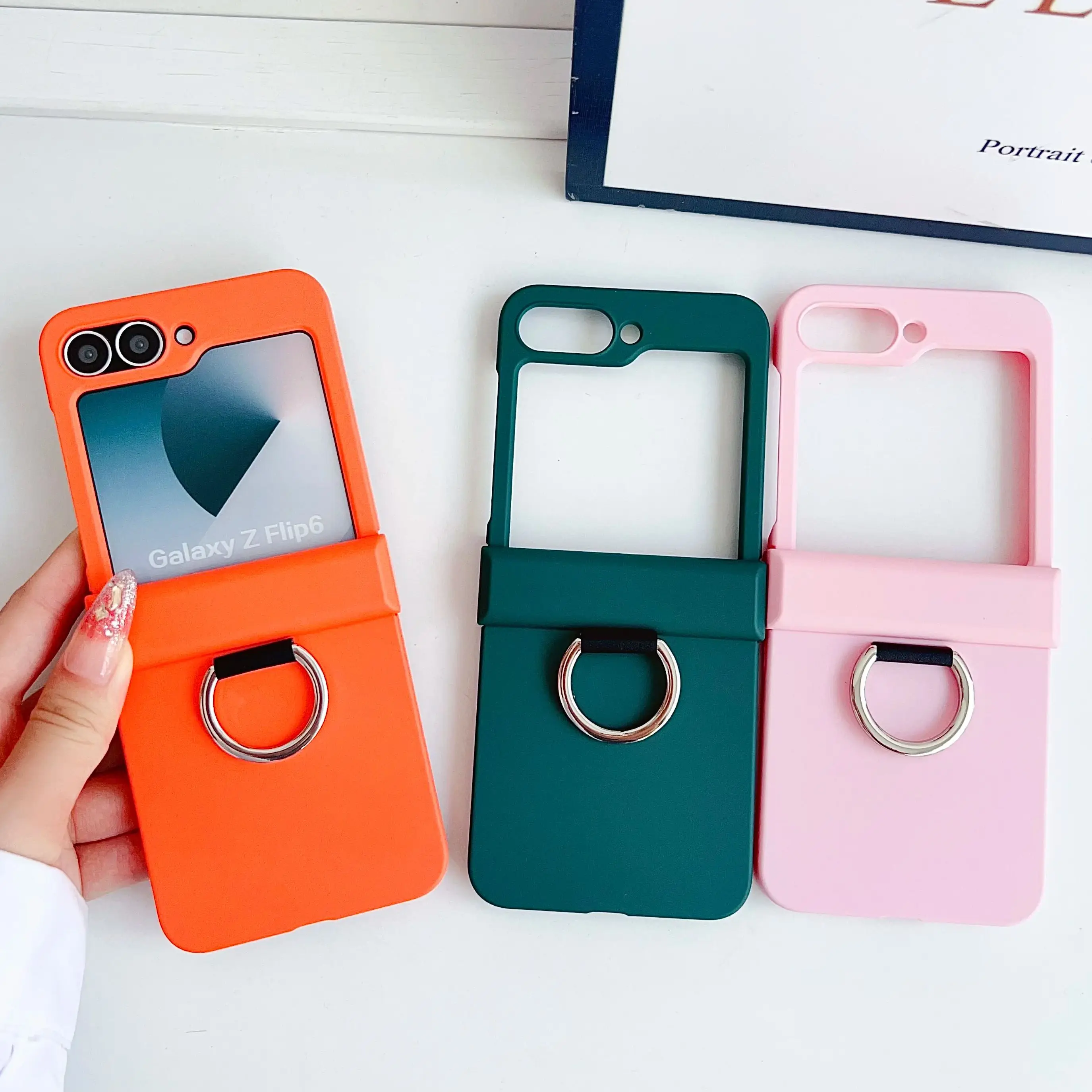 Colorful Matte Grip Ring Shockproof Phone Case with Finger Buckle