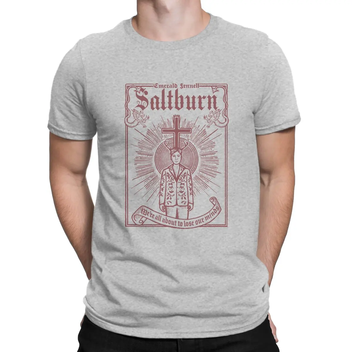 thumbnail image 1 of Camiseta Sennell para hombre, algodón puro, vintage, cuello redondo, Saltburn, manga corta, nueva llegada, 1 of 7