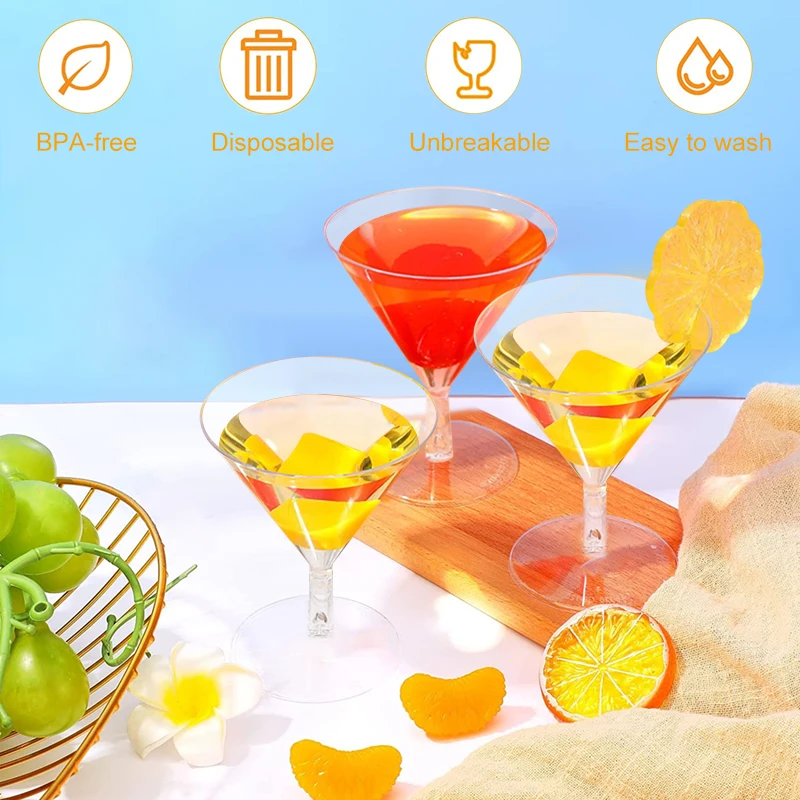 1050pcs Disposable Martini Glasses Clear Mini Dessert Cups Party 2oz