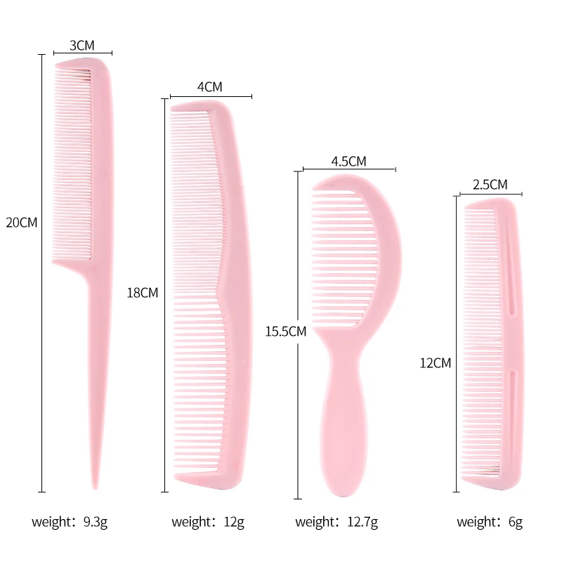 4PCS/Set Pink Black Hair Comb Barber Accessories Straightening Brush Anti-static Salon Hair Care Styling Tool for Hair Comb Curly Hair Brush Hair Styling Tools Hair Brush Comb Hair Comb Set