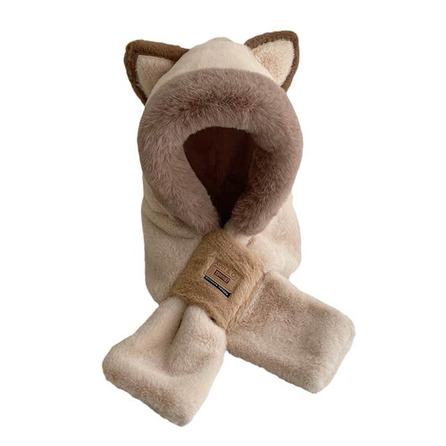 Winter Hat Scarf Set Plush Animals Hat for Themed Party Outdoor Holiday Gift