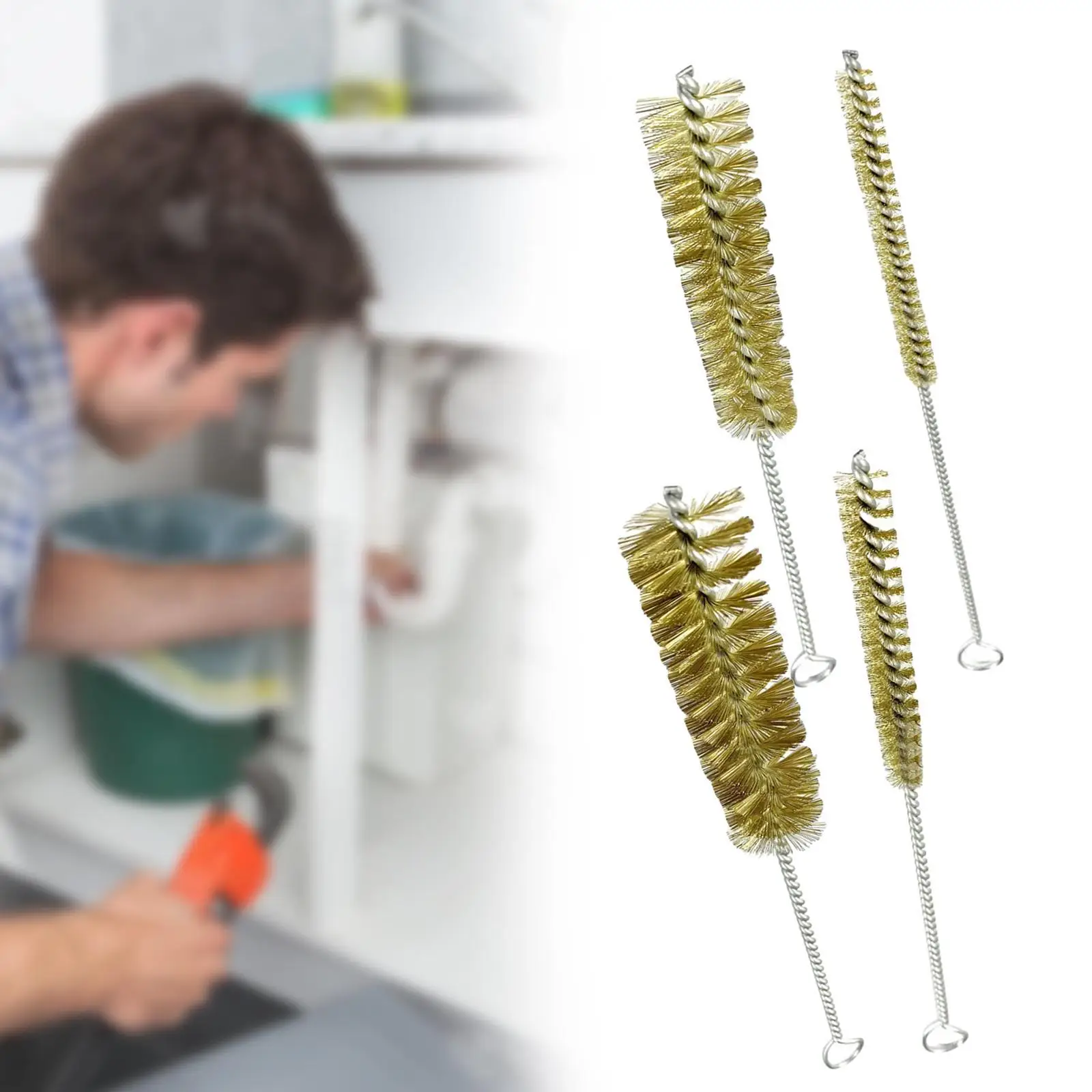 Pipe Brush Bristles Wire Brush Flexible Multipurpose Small Long Handle Rust