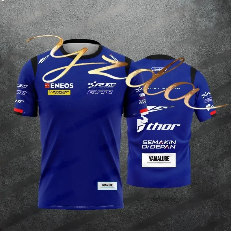 새로운 R1m 모델 오토바이 경주 매니아 블루와 레드 남성과 여성의 여름 캐주얼 통기성 스포츠 빠른 건조 티셔츠