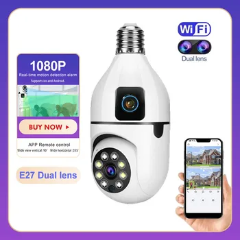 Mini Câmera Inteligente HD, CCTV, Visão Noturna Colorida, Audio, Real Interna, Lente Dupla, para insatlação facil Bulbo, WiFi, IP, V380, HD 1