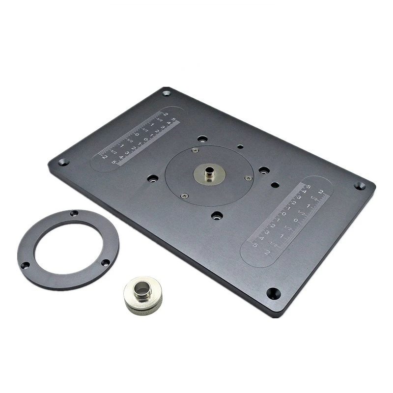 Router Table Insert Plate with Level-Loc Rings and Router Template Bushing Guides Aluminum Table Saw Insert Plate Kit