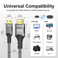 4K Mini HDMI to HDMI Cable HD 4K@60Hz High-Speed Braided HDMI-compatible Cable Bi-Directional 2.0Cord for HDTV Tablet Camera - Image 2