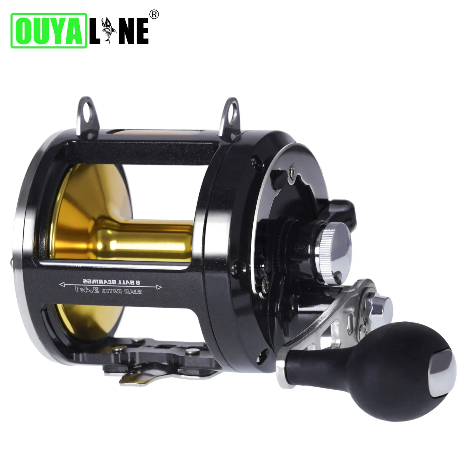 TR12000 Big Trolling Drum Fishing Reels 3.4:1 Gear Ratio 8+1BB All