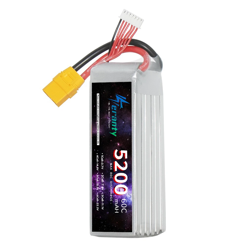 TERANTY 6S 5200mAh Lipo Battery 22.2V 60C Softcase with EC5 XT60 T