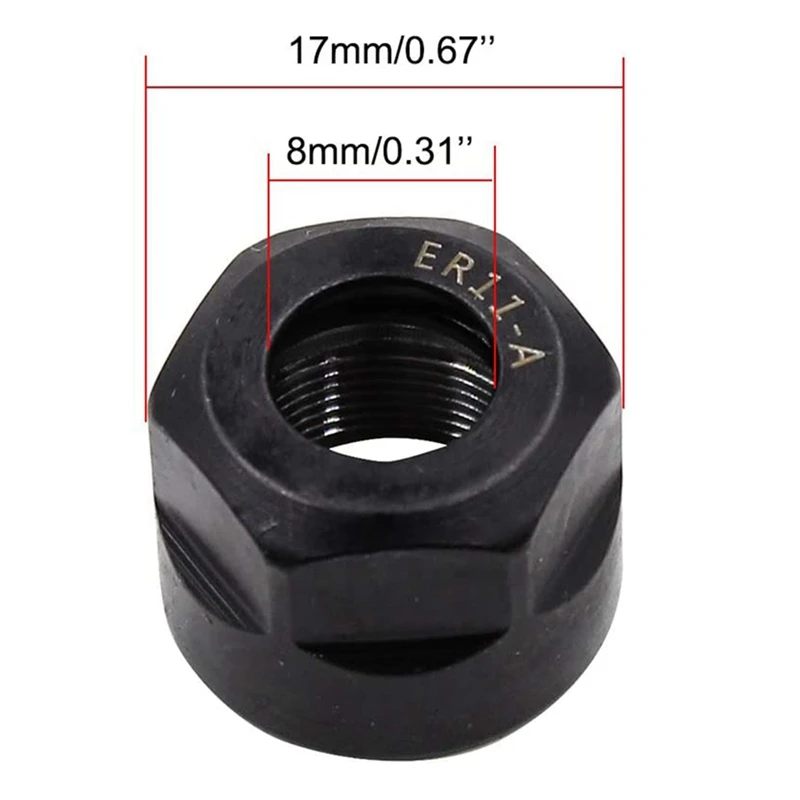 

Hot 8Pcs ER11-A Type M14 Thread Collet Clamping Hex Nuts, For CNC Milling Chuck Holder Lathe