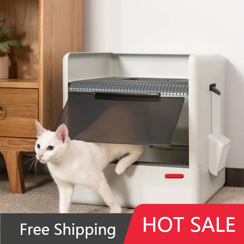 

Enclosure Frame Cat Litter Box Splash Top Entry Big Cat Litter Box Sifting Convenient Cleaning Arenero Gato Pet Supplies Gatos