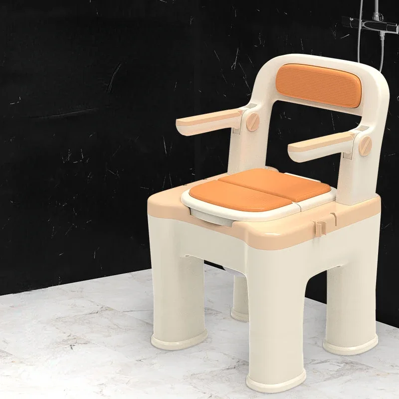 Elderly Bath Chair Toilet Seat Dual Use, Thickened Portable Indoor Commode Toilet Chair for Elderly Disabled Disability Aids