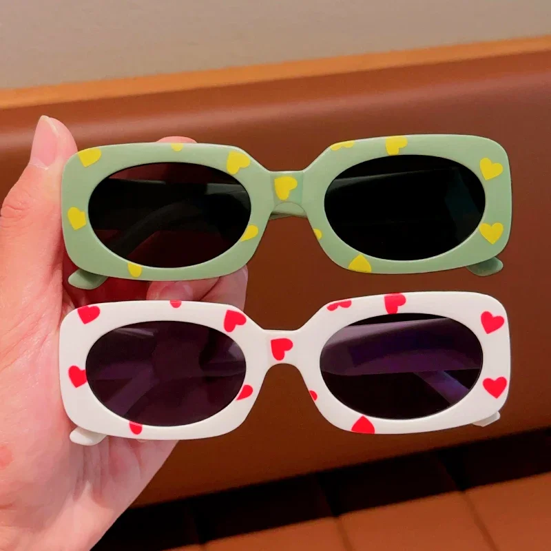 Children Sunglasses Vintage Rectangular Heart UV400 Girls Boys Fashion Protection