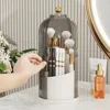 Makeup Brush Holder Organizer 360° Rotating Cosmetic Organizer With Lid Desktop Makeup Organizer Lipstick Eyebrow Pencil Holder 3