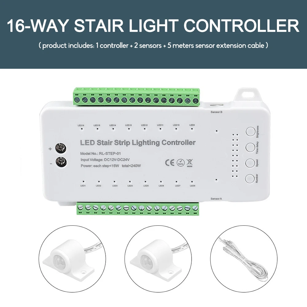 Stair Light Regulator, DC12V~DC24V 10A LED Stair Lighting Controller