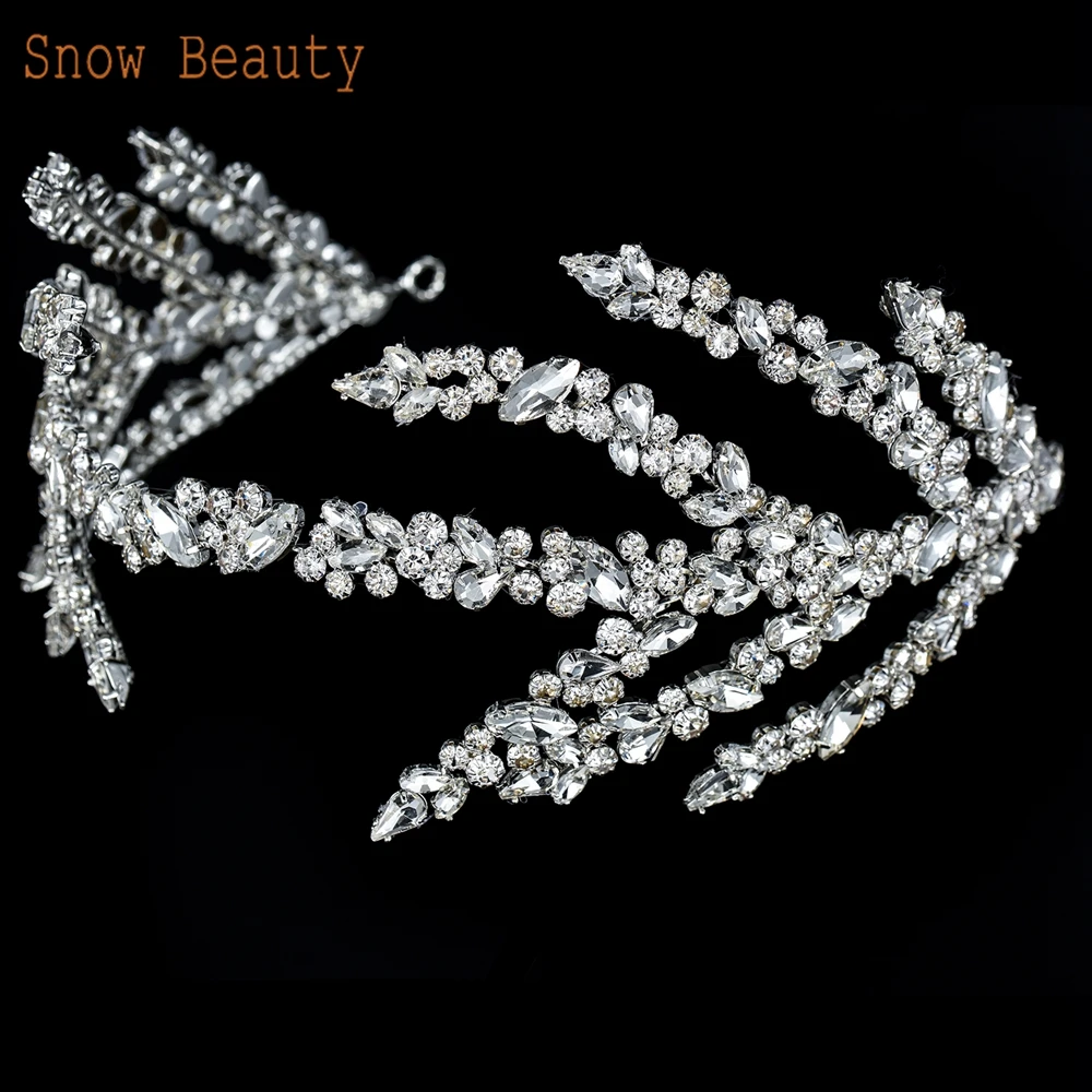 A254 Silver Gold Bride Headband Rhinestone Hair Jewelry for Women Tiaras Headpiece Crystal Wedding Headdress Bridal Headwear jewelry accessories hair accessory hair headdress bridal headwear hair band crown