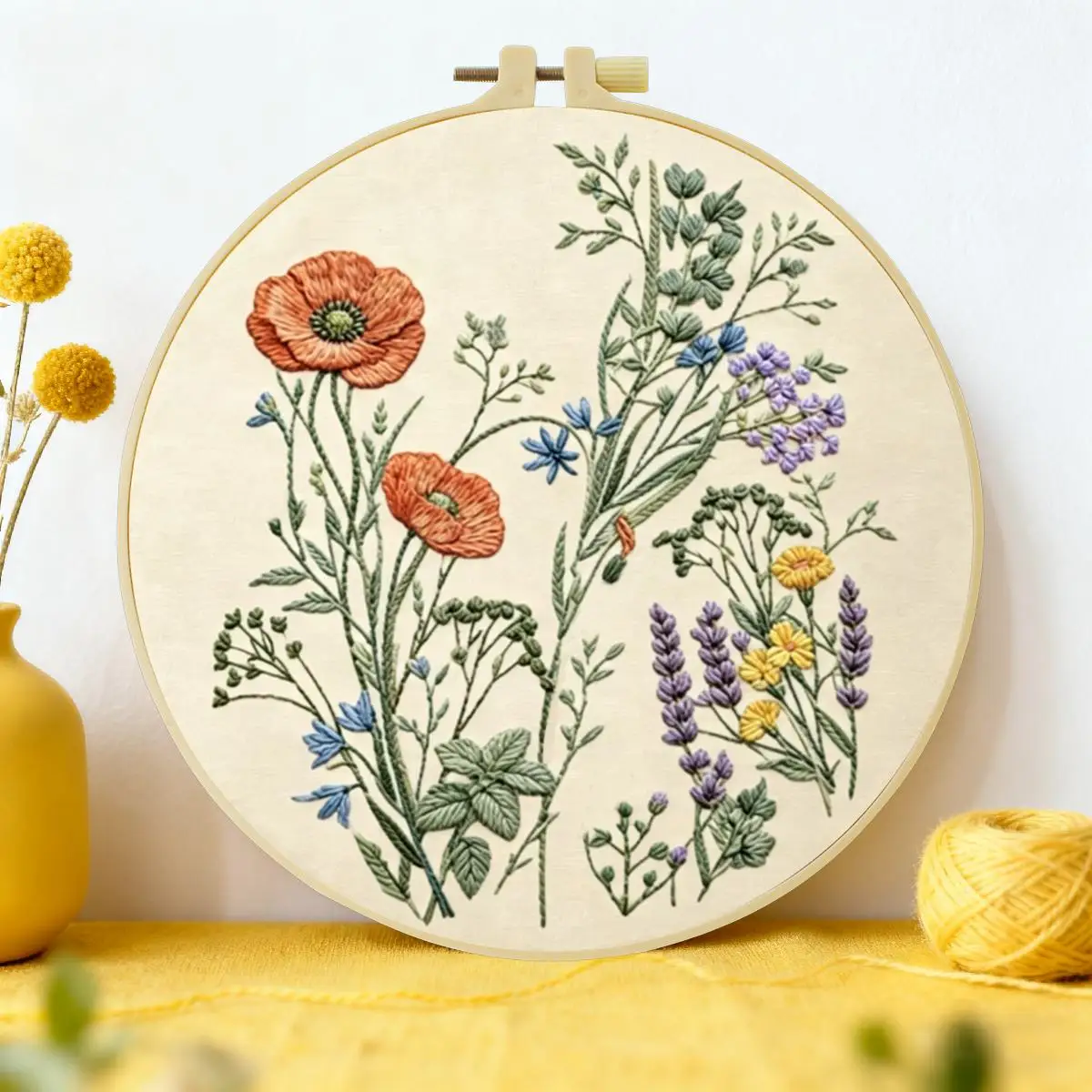 1 Stück 20X20CM/15X15CM 7,87/6,3 Zoll Blumen-Stickerei-Starter-Kit DIY-Kit DIY-Stickerei-Set Handarbeiten Heimdekoration