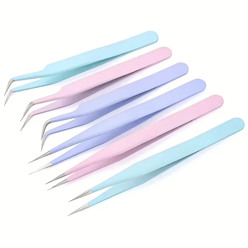 2pcs Stainless Steel Precision Tweezers Color Scrapbook Tweezers Straight and Curved Are Suitable for DIY Bead and Fine Projects