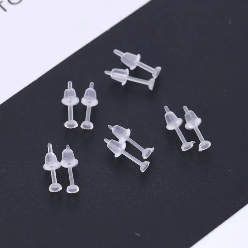 Earring Backs & Plastic Earring Post Kit Total 100 Sets Transparent Earrings  Pin Studs for Work Sports Jewelry Making - AliExpress