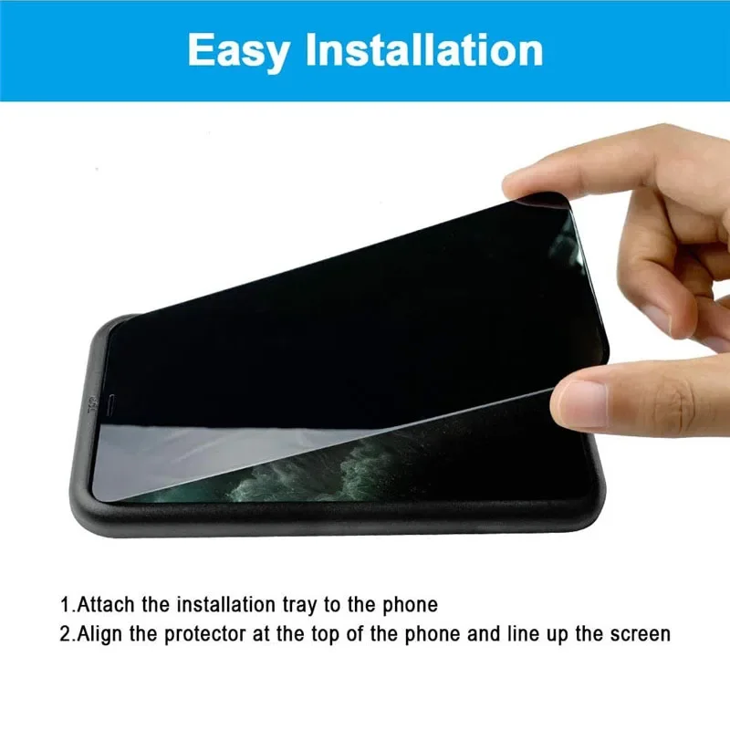 3-Pack Anti-Spy Privacy Glass Screen Protectors, Black