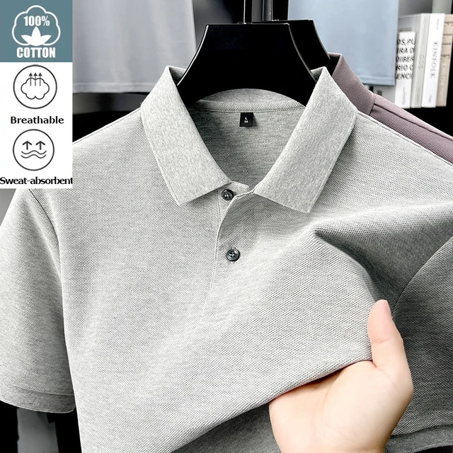 Polo 100% coton pour hommes – T-shirt respirant décontracté d'été, 19 couleurs, idéal pour le golf et le sport, décontracté d'affaires, finition semblable à la soie 1
