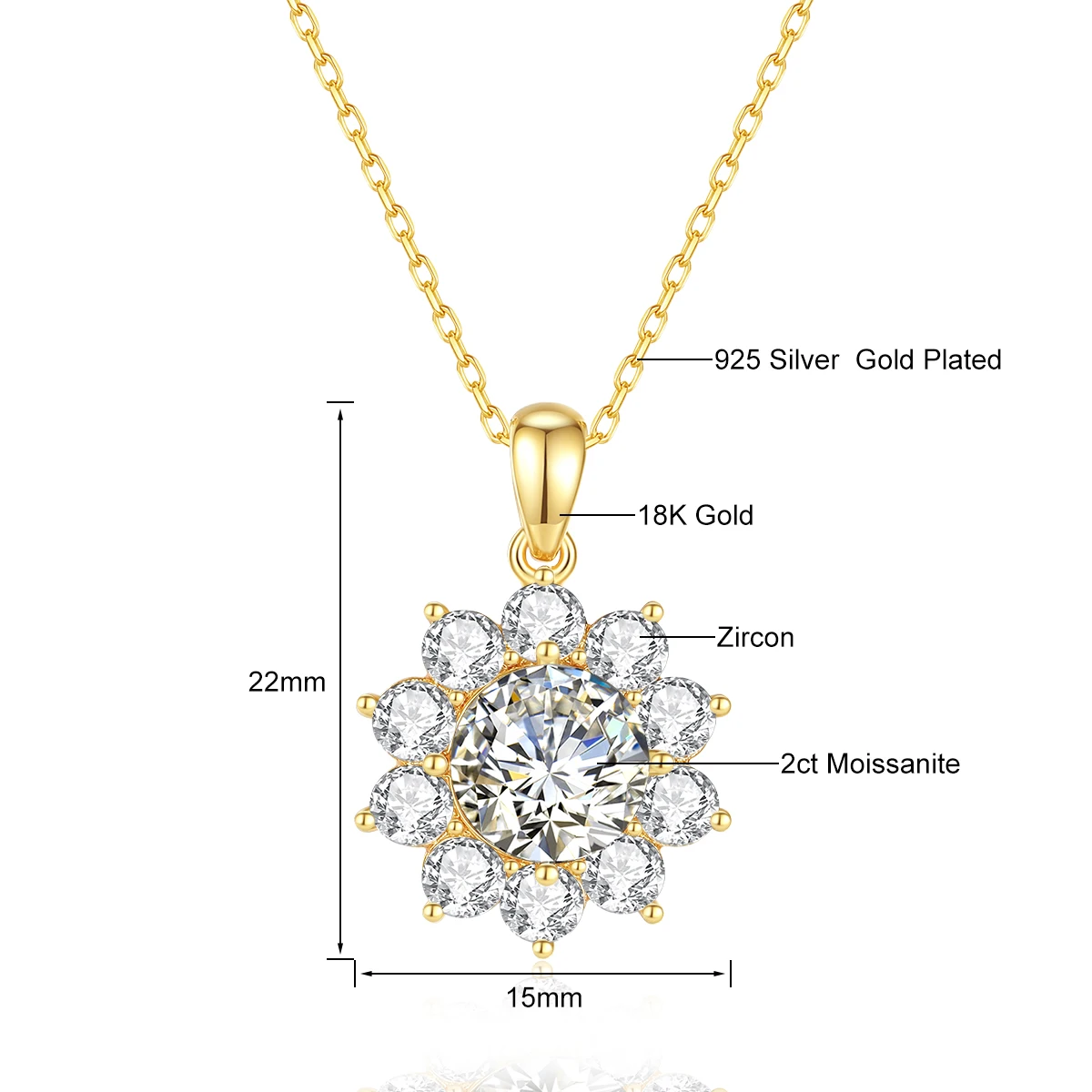 AU750 Original Design 18K Gold Pendant 0.5ct 1ct 2ct Moissanite Necklaces for Women Anniversary Party Gift High Jewelry
