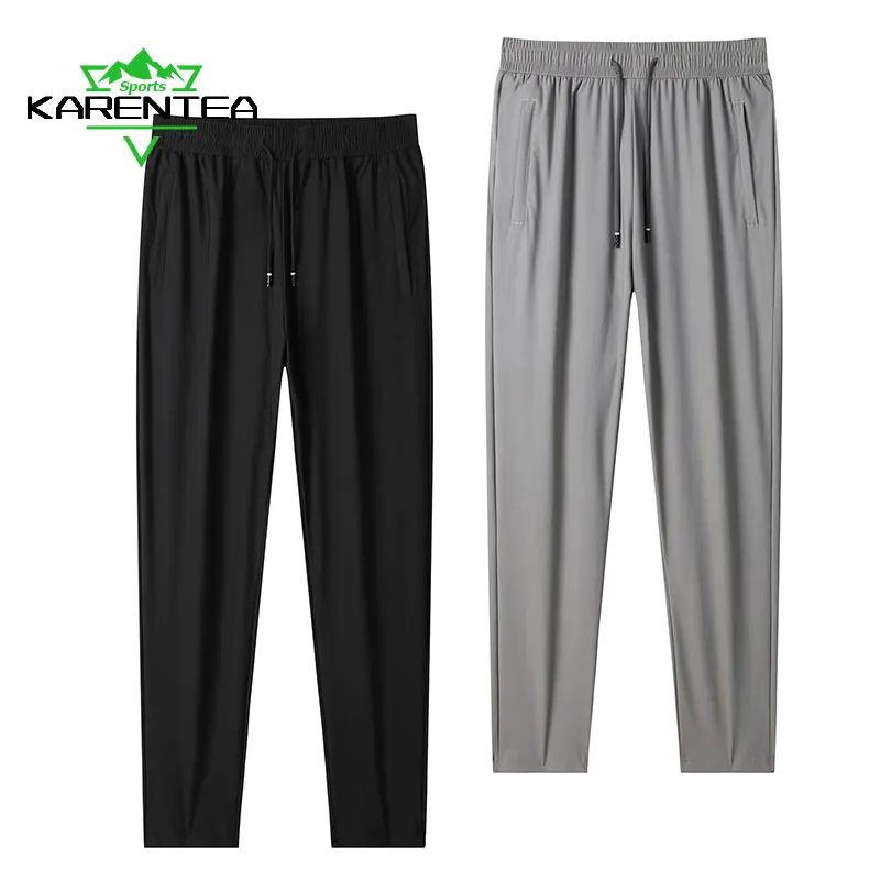 

Men Running Pants High Quality Fabric Trouser Ice Silk Elasticity Quick Drying Pants Casual Breathable Summer Thin Sportspants