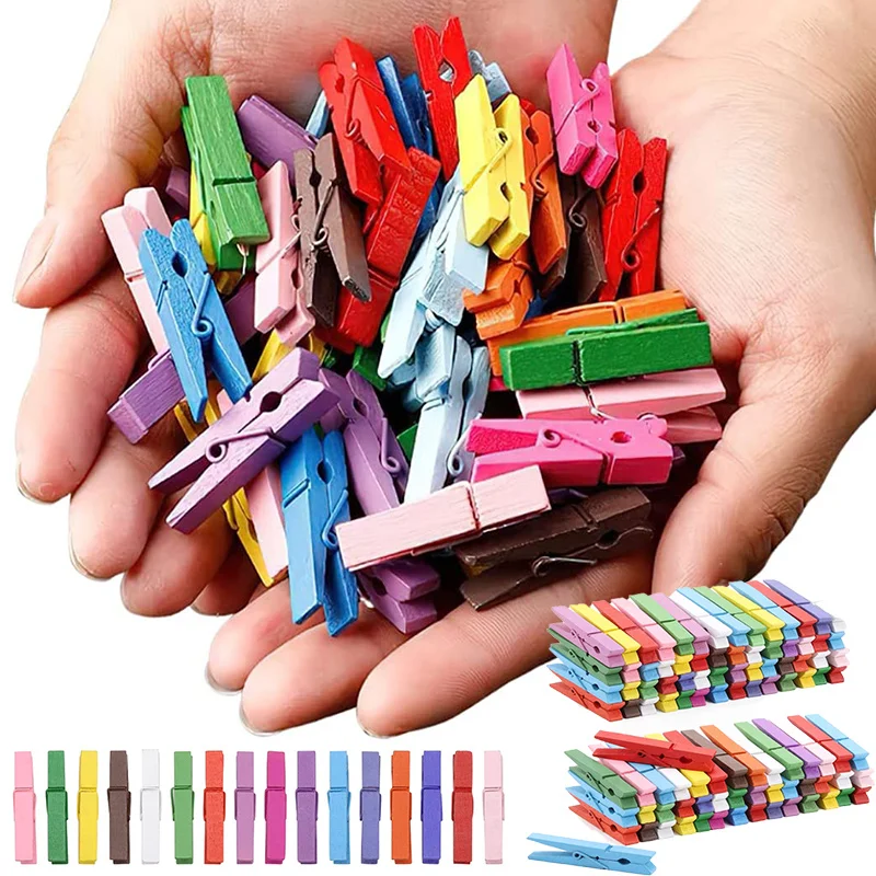 25/30/35/45mm Colorful Wooden Clips Natural Wood Clamp Picture Clips Mini Clothes Pins For DIY Photo Paper Peg Clothespin Craft