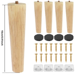 Set of 4 Wooden Furniture Legs - Non - slip Replacement Feet for Tables, Chairs, Sofas, and Beds (Oblique feet H15cm)