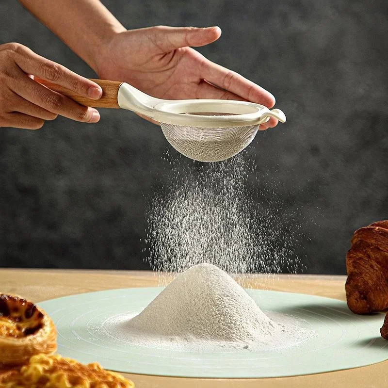 Flour Sieve Sugar Powder Juice Soybean Milk Foam Filter Fine Screen Wooden Handle Kitchen Baking Tools flour sifter,baking tools,mesh strainer,fine mesh strainer,powder sieve
