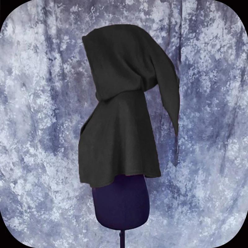 Medieval Halloween Women's Headgear Short Cape Coat Cosplay Witch Elf Hat Cape Solid Color Vampire Holiday Decoration Costume