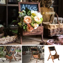 Support à fleurs en bois massif, support à plantes, Pot de fleurs, tableau noir en bois, panneau à messages, décoration de jardin, présentoir à bonsaï