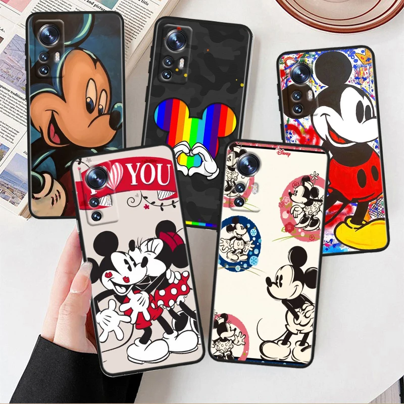Cute Disney Mickey Per Xiaomi Mi 13 12T 12S 12X 11I 11X 11T Play Hypercharge Lite Ultra Pro Custodia Morbida Nera Per Telefono
