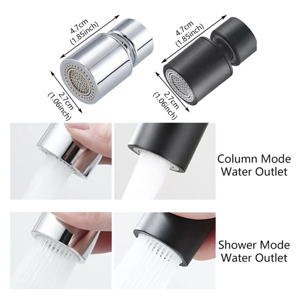 Adjustable 360° Rotary Kitchen Faucet Aerator with Splash-Proof Spray Head