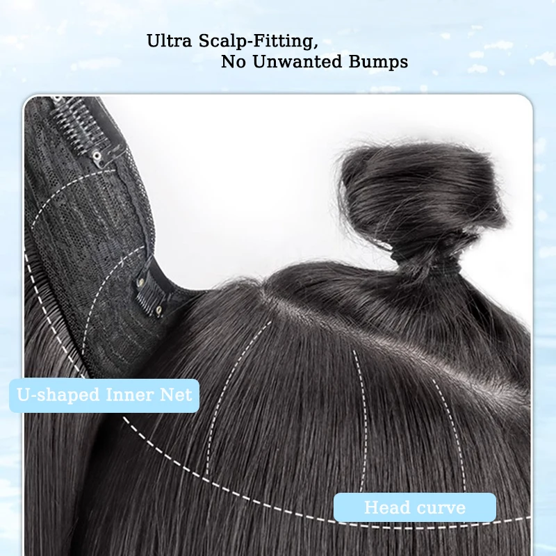 Synthetic Loose Wave Hair Extensions Hairpiece Long Invisible Seamless U-shaped Wig Wavy Hair Extensions Increase Hair Volume