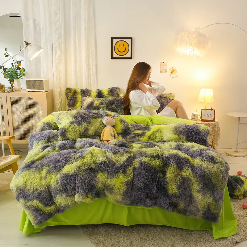

Winter Thicken Flannel Duvet Cover Color Warm Coral Velvet Quilt Cover Modern Ultra Soft Luxury Comforter Covers Bed Setting